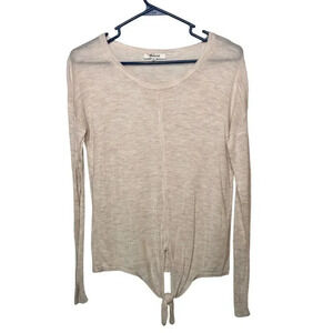 Madewell Tie Front Cream Long Sleeve Lightweight Blouse Sz. XS